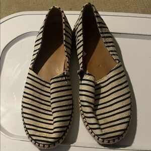 a new day Black and Cream Striped Espadrilles